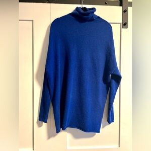 Tory Burch Cashmere Oversized Women's Royal Blue Cowl Neck Sweater